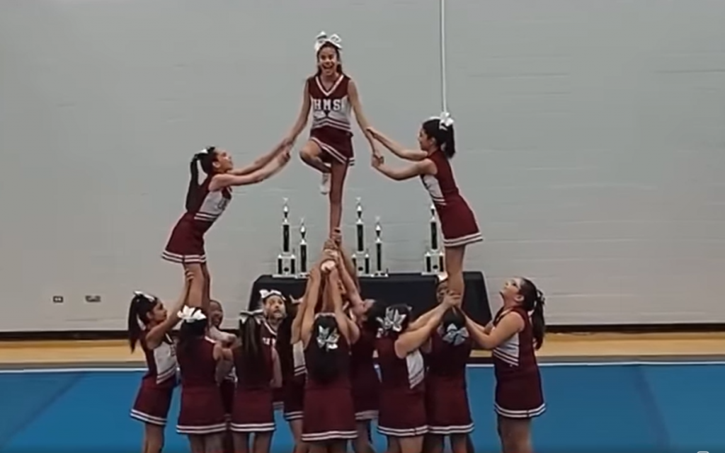 Members of the Heritage Middle School Cheer Team at their recent competition. (Supplied photos)