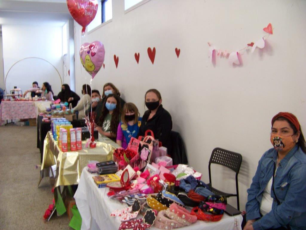 Among those at the Valentine Small Business Vender Pop-Up at the Monarca Event Room, 3300 W. 63rd St., were Brian and Alma Cabrales from Velia Bath Bombs, St. Nick’s Girl Scouts Lia Garcia and Layla Burns, Scout Mom Jennifer Burns, and Adriana Cardona from D Colores Accessories. --Greater Southwest News-Herald photo by Kathy Headley