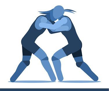 Freestyle wrestling icon vector. Female. Pictogram women sport. Logo. Match girls. Symbolic image is one of a series. Greco-Roman. Isolated.