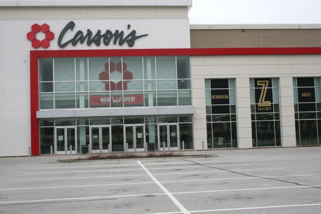 The shuttered Carson's store at Evergreen Plaza could eventually reopen as a new retail operation after being declared blighted and eligible for Class 8 designation. (Photo by Joe Boyle)