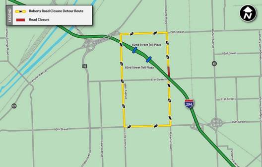 Roberts Road road closures and detours. (Maps supplied by Illinois Tollway)