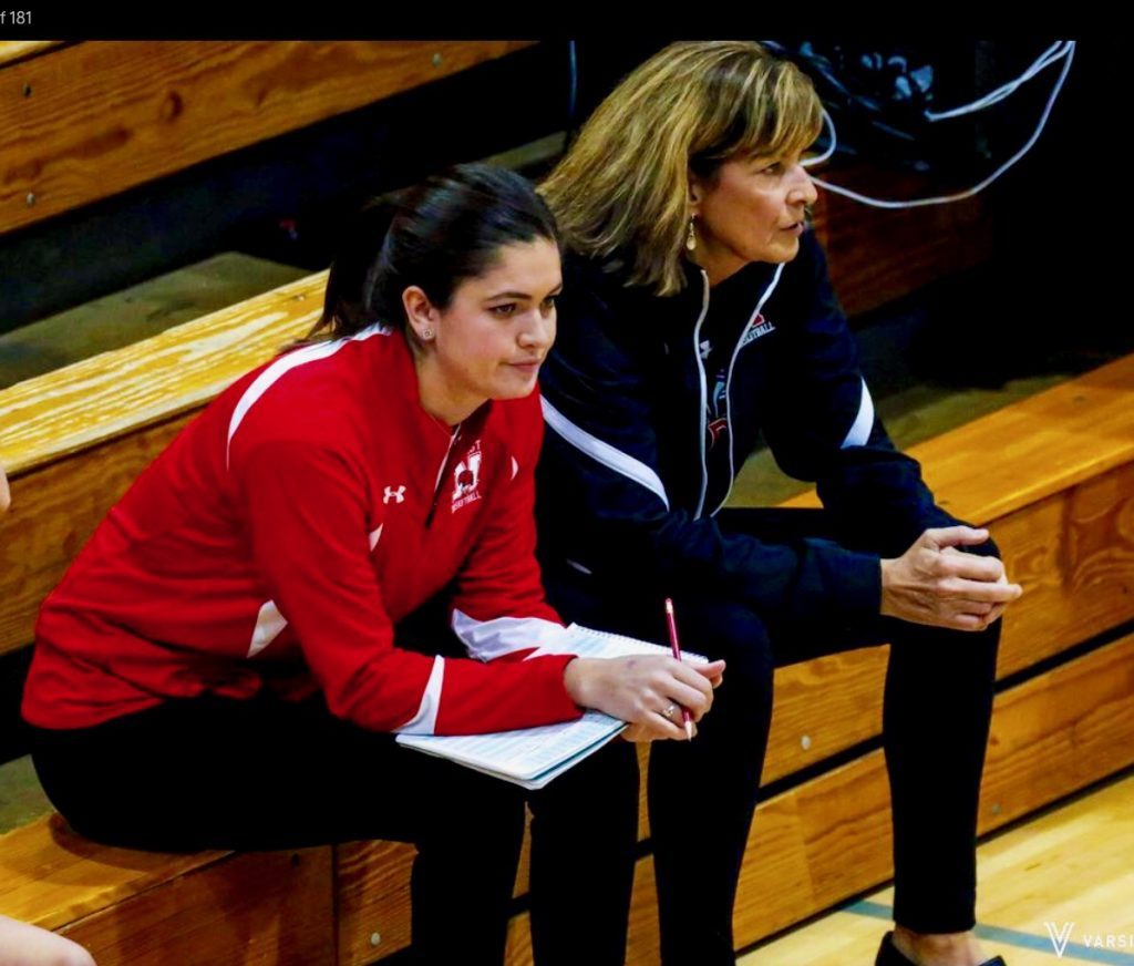 Renee Chimino (left) was an assistant for Mary Pat Connolly at Marist, and took over for her mentor as RedHawks girls basketball coach after Connolly retired. Photo courtesy of Renee Chimino