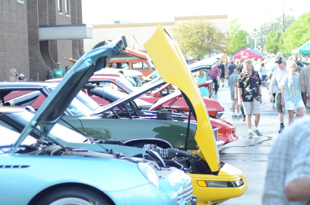Hoods are up during the 19th Palos Heights Classic Car Event. (Photo by Jeff Vorva)