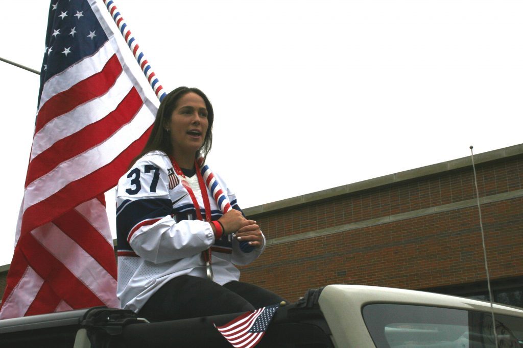 Abbey Murphy, a member of the U.S. women's Olympic hockey team, was the grand marshal at the 52nd annual Independence Day Parade in Evergreen Park. (Photo by Joe Boyle)