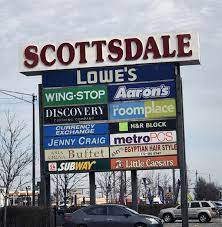The main sign at the Scottsdale shopping center could in the months ahead sport a sign for a cannabis dispensary. --Supplied photo