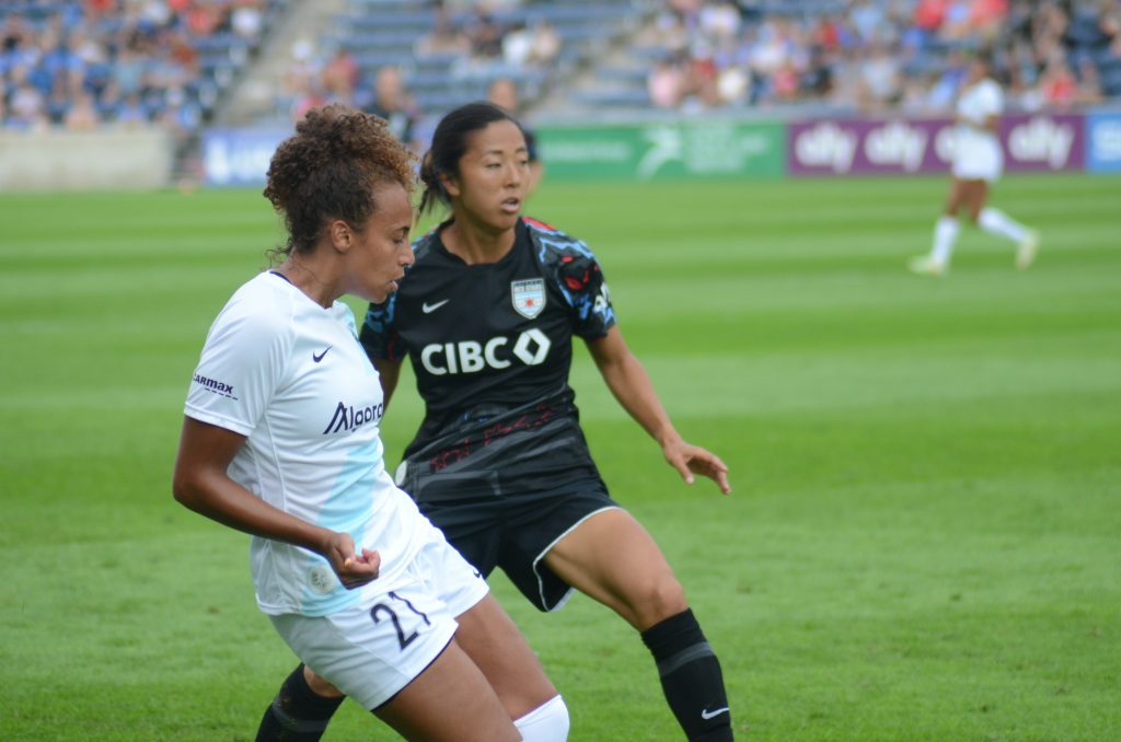Red Star Yuki Nagasato became eligible for free agency Friday and Saturday scored two goals. Photo by Jeff Vorva