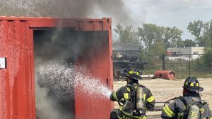 regional orland fire open house 2022 Orland fire fighters show how they extinguish a burning building