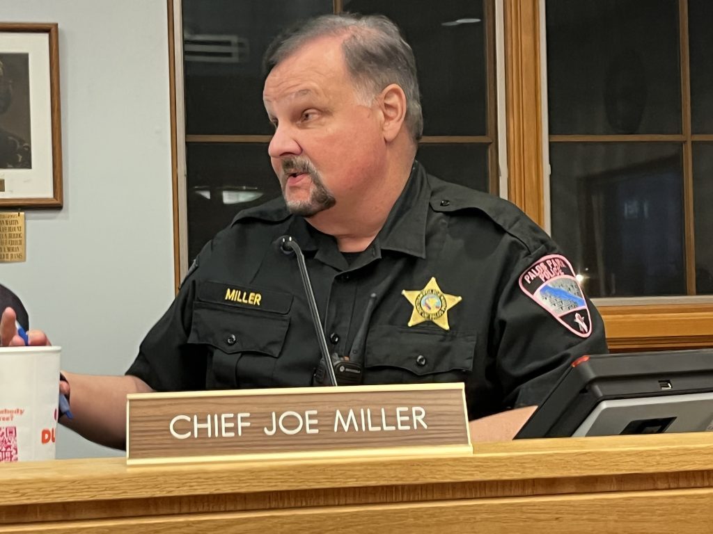 Palos Park Police Chief Joe Miller said that small town chiefs in the state are worried about the funding for bodycams. (Photo by Jeff Vorva)