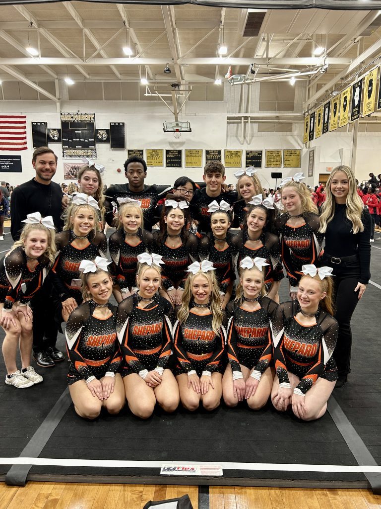 The varsity cheerleaders from Shepard High School achieved the highest raw score in program history at the invitational hosted by Oak Forest High School. (Supplied photos)