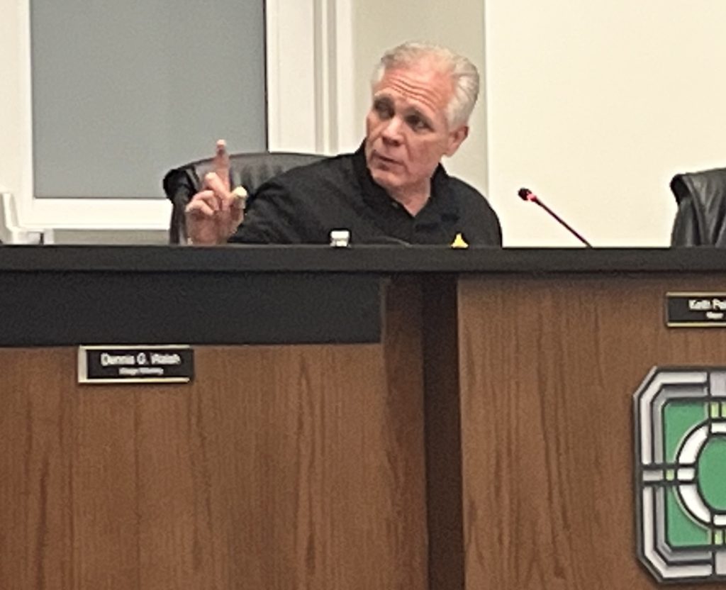 Orland Park Mayor Keith Pekau said at Monday's board meeting that there is a lot if 'misinformation' being spread about a referendum coming up. (Photo by Jeff Vorva)