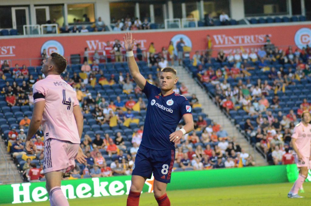 Chris Mueller and the Chicago Fire return to SeatGeek Stadium in Beidgeview to take on the Chicago House on April 26 in the third round of the Lamar Hunt U.S. Open Cup. Photo by Jeff Vorva 