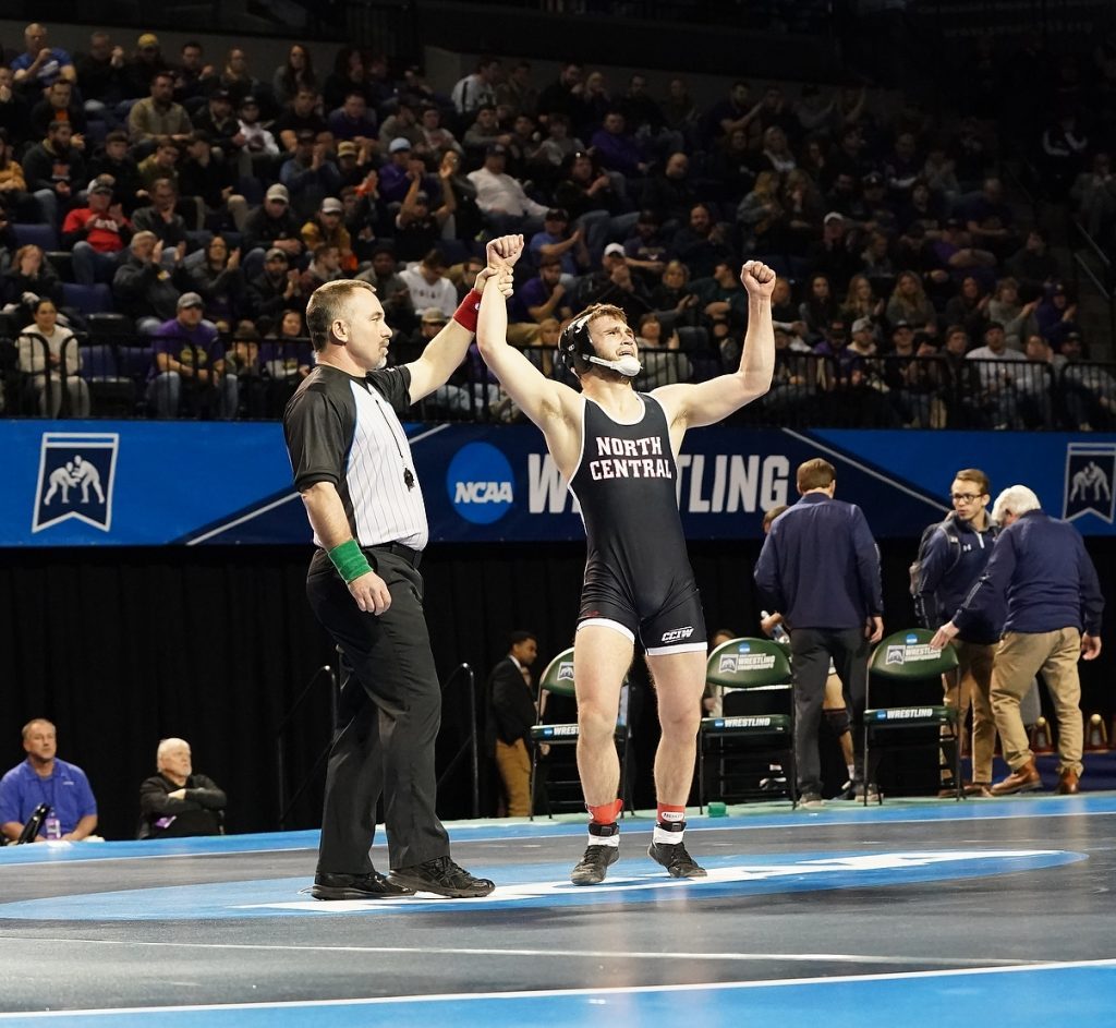 Orland Park resident Robbie Precin finished a second consecutive unbeaten season with his second NCAA Division III national championship in as many years. Photo courtesy of North Central College Athletics