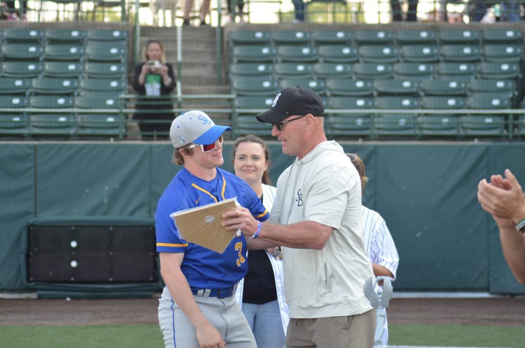 Lyons second baseman Troy Stukenberg was named the Lions’ recipient of the Do It Stevie’s Way Awarrd at the annual Do It Stevie’s Way Tournament. Photo by Jeff Vorva