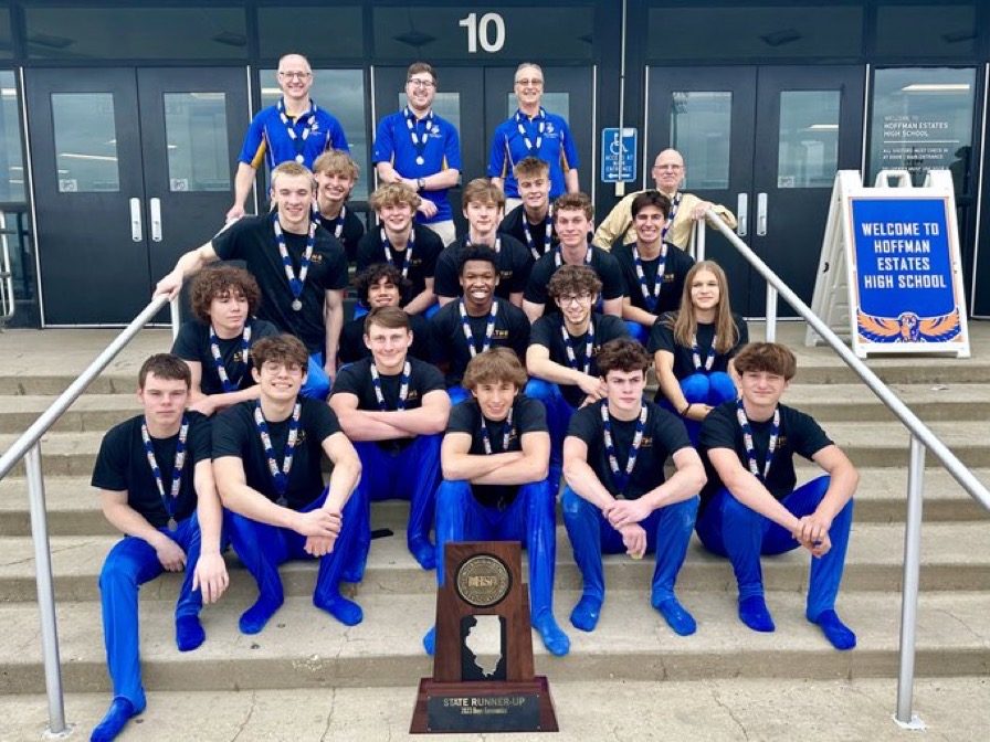 The Lyons boys gymnastics team took second in the state on May 14. Photo courtesy of Lyons Township Athletics