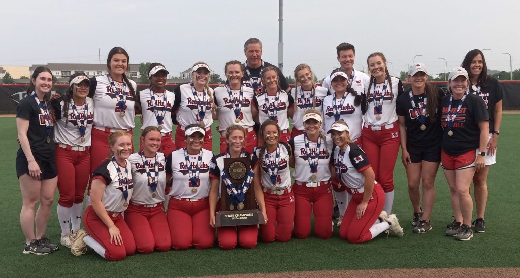 Marist won the 2023 IHSA Class 4A softball state championship with a 9-1 victory over Yorkville on June 10 in Peoria. Photo by Randy Whalen
