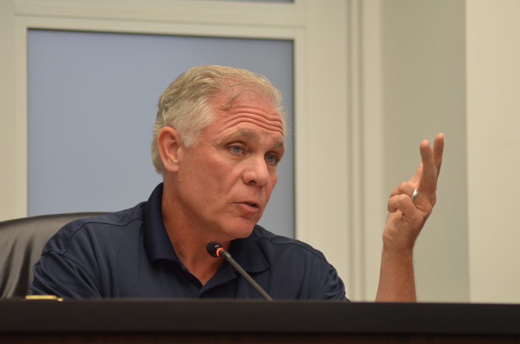 Orland Park Mayor Keith Pekau said at the Aug. 21 village board meeting that he does not want migrant currently living in Chicago to be bused to Orland Park. (Photo by Jeff Vorva)