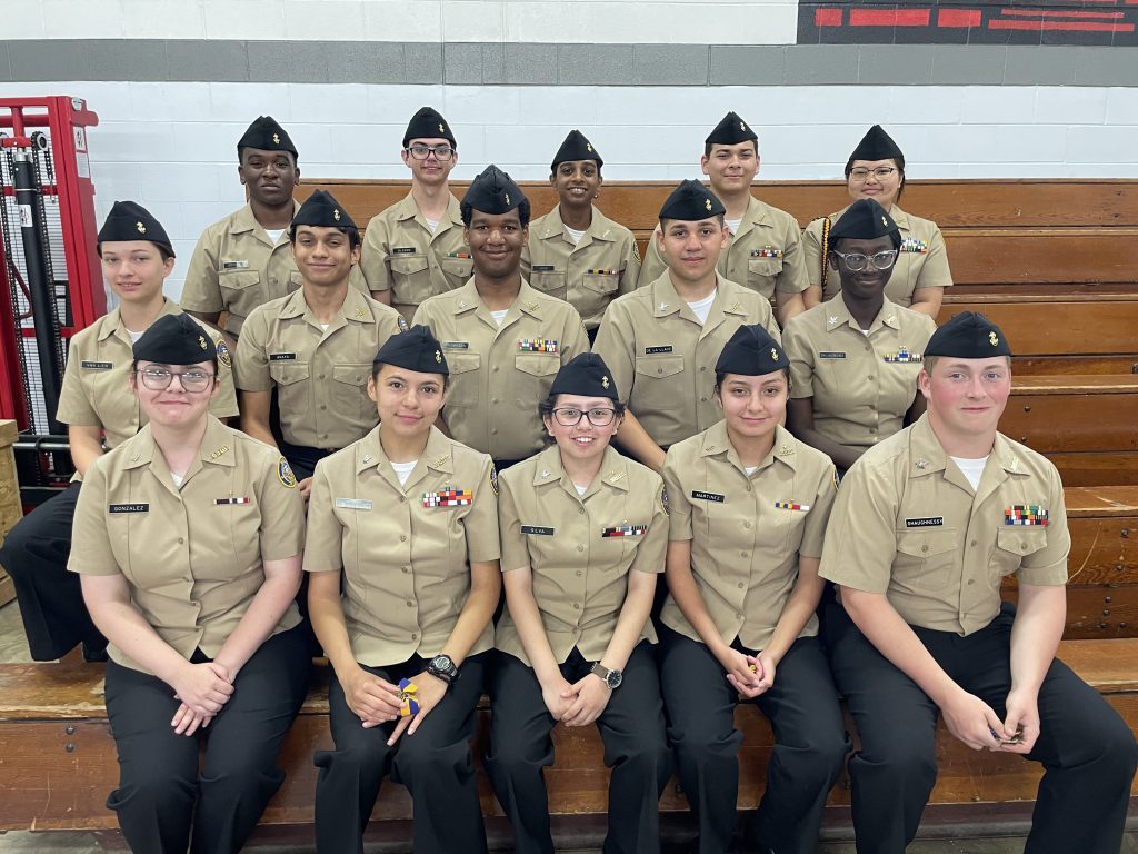 Fifteen students enrolled in the U.S. Navy JROTC program at Richards High School participated in the Basic Leadership Training program at the U.S. National Guard training base in Marsailles. (Supplied photos)