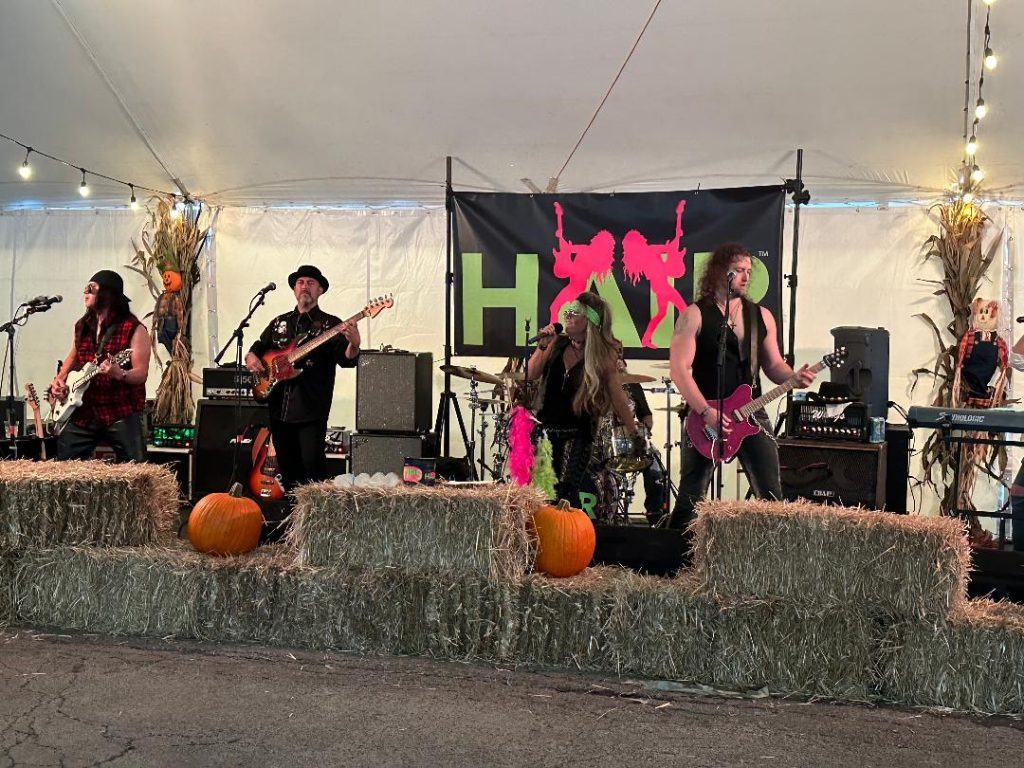 The band, Hair, plays in the beer tent Friday night at Oak Lawn's Fall Music Fest. (Photo by Kelly White) 